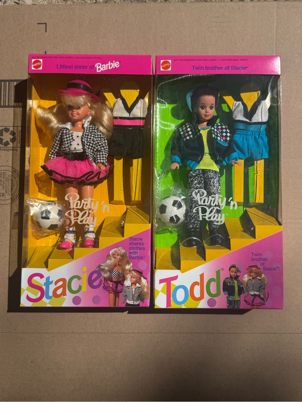 Vintage 1992 Barbie - Stacie & Todd - Party n Play dolls *NEW*